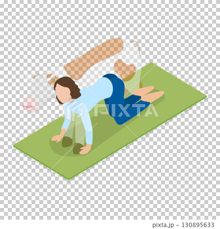 3D Isometric Flat  Illustration of Animal Yoga Poses. Item 3 130895633