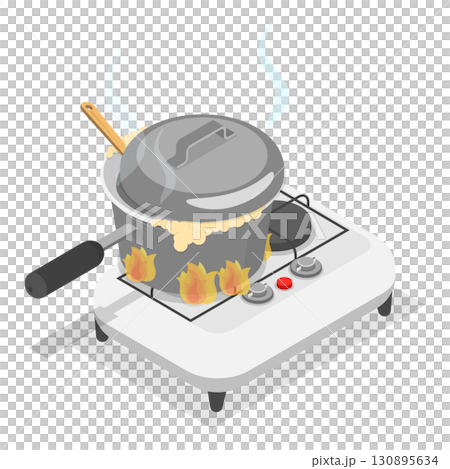 3D Isometric Flat  Set of Field Kitchen Elements. Item 1 130895634