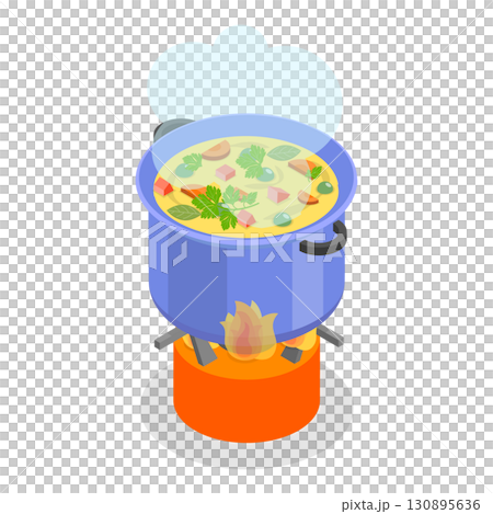 3D Isometric Flat Set of Field Kitchen Elements. Item 3 3D Isometric Flat Set of Field Kitchen Elements. Item 3 130895636