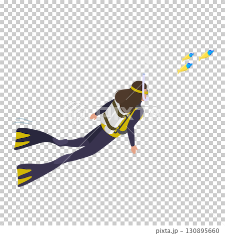 3D Isometric Flat Set of Scuba Divers. Item 4 3D Isometric Flat Set of Scuba Divers. Item 4 130895660
