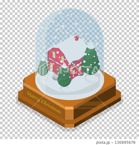 3D Isometric Flat  Set of Christmas Globes. Item 1 3D Isometric Flat  Set of Christmas Globes. Item 1 130895676