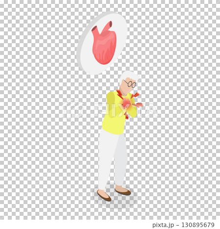 3D Isometric Flat  Illustration of Heart Attack. Item 2 130895679