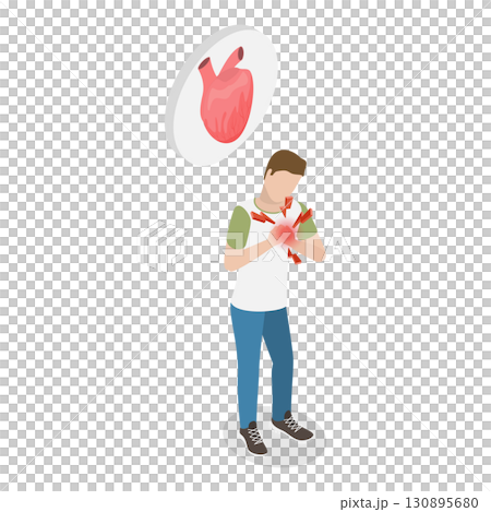 3D Isometric Flat Illustration of Heart Attack. Item 3 3D Isometric Flat Illustration of Heart Attack. Item 3 130895680