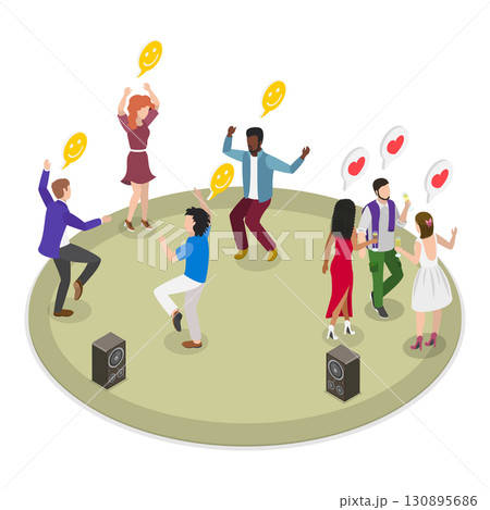 3D Isometric Flat Illustration of Party Time. Item 2 3D Isometric Flat Illustration of Party Time. Item 2 130895686