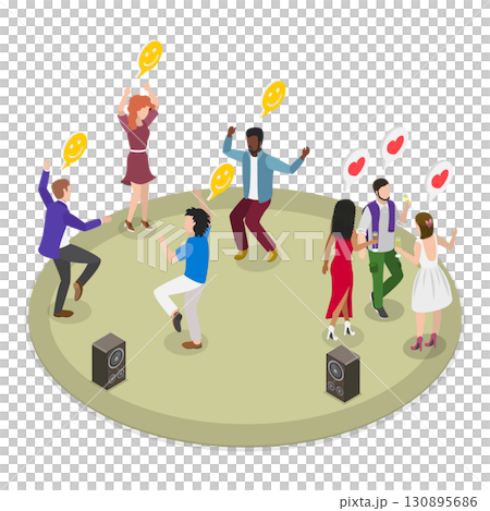 3D Isometric Flat Illustration of Party Time. Item 2 3D Isometric Flat Illustration of Party Time. Item 2 130895686
