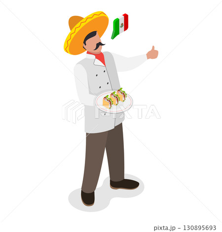 3D Isometric Flat  Set of Male And Female Chefs. Item 2 3D Isometric Flat  Set of Male And Female Chefs. Item 2 130895693