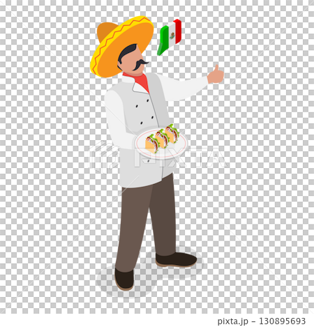 3D Isometric Flat  Set of Male And Female Chefs. Item 2 3D Isometric Flat  Set of Male And Female Chefs. Item 2 130895693
