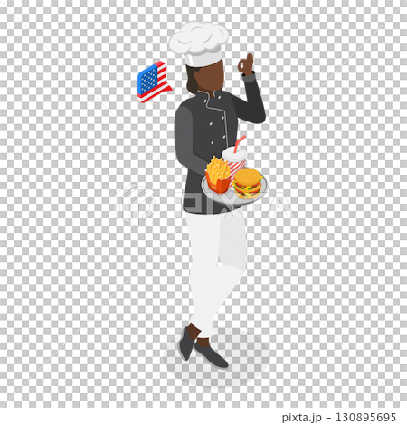 3D Isometric Flat  Set of Male And Female Chefs. Item 4 130895695