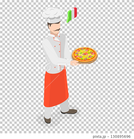 3D Isometric Flat  Set of Male And Female Chefs. Item 5 130895696