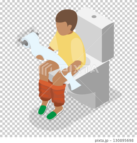 3D Isometric Flat  Illustration of Kids Daily Routine. Item 1 130895698