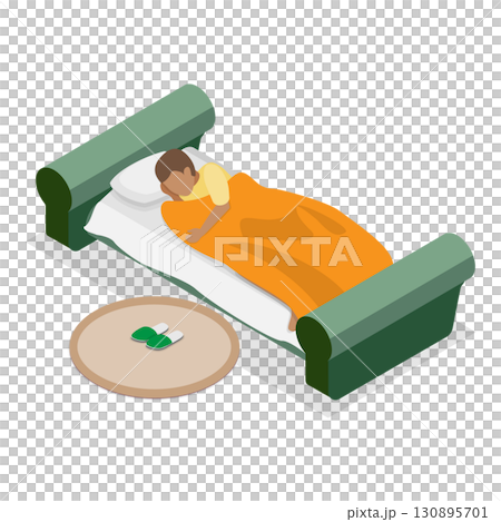 3D Isometric Flat  Illustration of Kids Daily Routine. Item 4 130895701