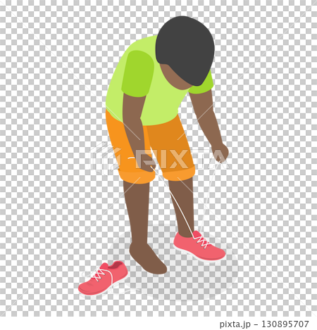 3D Isometric Flat Set of Children Putting Clothes. Item 4 3D Isometric Flat Set of Children Putting Clothes. Item 4 130895707