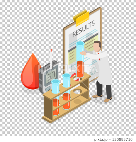 3D Isometric Flat  Illustration of Glucose Monitoring. Item 2 130895710