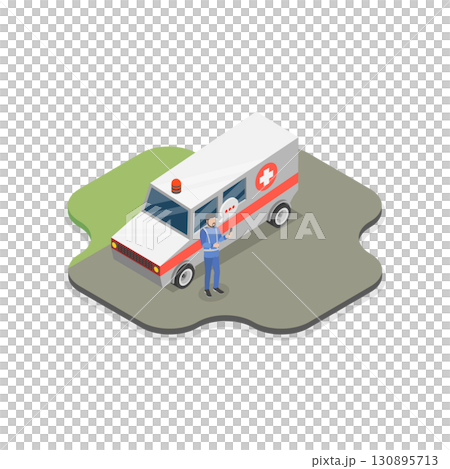 3D Isometric Flat Illustration of Ambulance Vehicle. Item 2 3D Isometric Flat Illustration of Ambulance Vehicle. Item 2 130895713