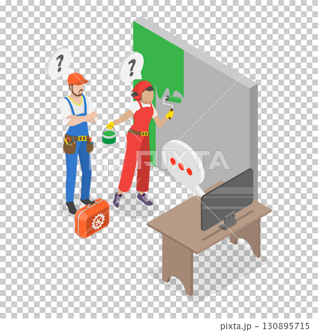 3D Isometric Flat  Illustration of Repair Services. Item 1 130895715