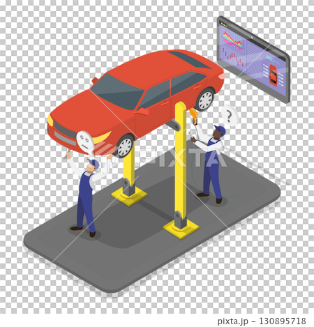 3D Isometric Flat  Illustration of Auto Repair. Item 1 130895718