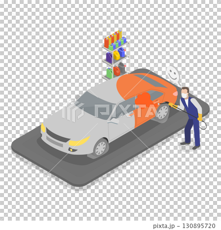3D Isometric Flat  Illustration of Auto Repair. Item 3 130895720