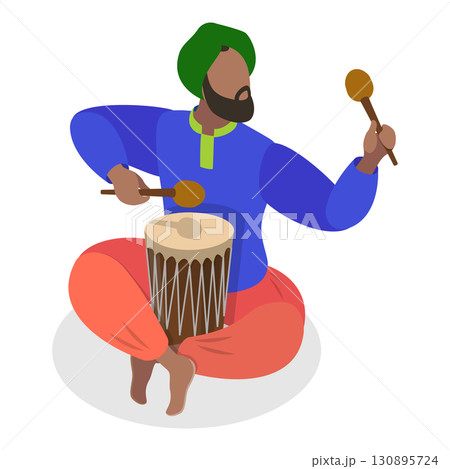 3D Isometric Flat  Set of India Culture, Art and Music. Item 1 130895724