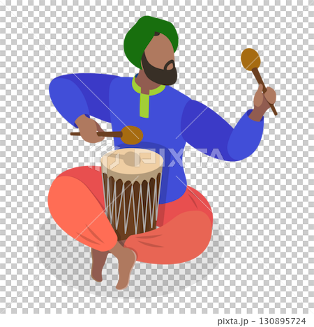3D Isometric Flat  Set of India Culture, Art and Music. Item 1 130895724