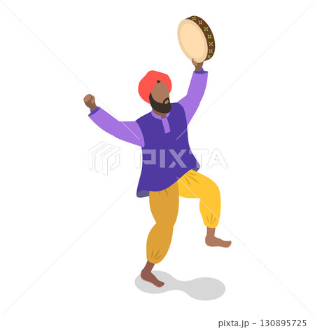 3D Isometric Flat Set of India Culture, Art and Music. Item 2 3D Isometric Flat Set of India Culture, Art and Music. Item 2 130895725