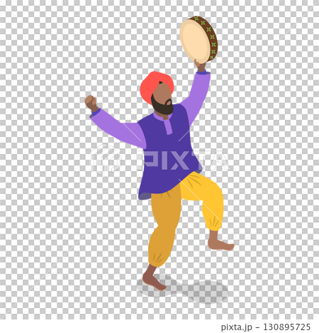 3D Isometric Flat Set of India Culture, Art and Music. Item 2 3D Isometric Flat Set of India Culture, Art and Music. Item 2 130895725