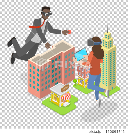 3D Isometric Flat  Illustration of Virtual Reality Technologies. Item 2 130895743