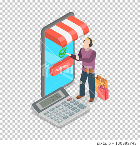 3D Isometric Flat  Illustration of Wireless Network Infrastructure. Item 1 130895745