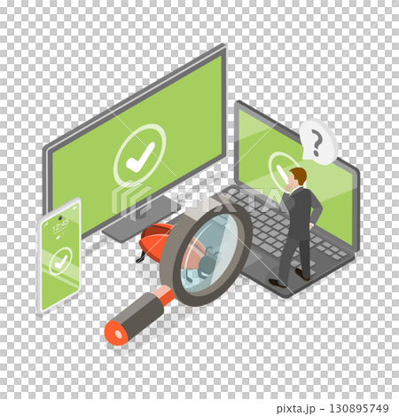3D Isometric Flat  Illustration of App Development. Item 1 130895749