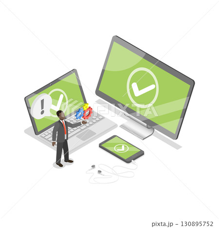 3D Isometric Flat  Illustration of App Development. Item 3 130895752