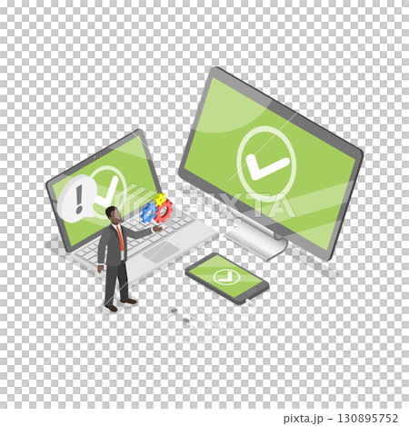 3D Isometric Flat  Illustration of App Development. Item 3 130895752