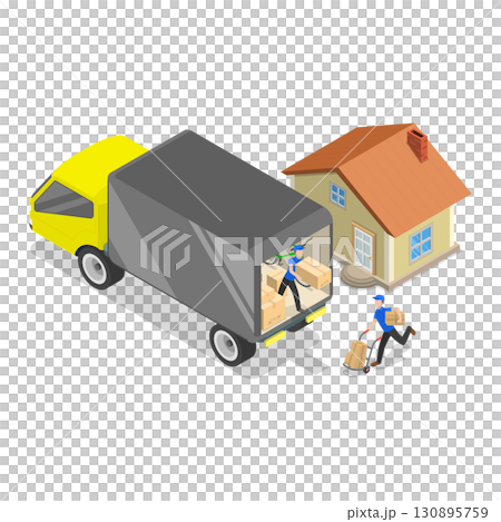 3D Isometric Flat  Illustration of Delivery Company. Item 3 3D Isometric Flat  Illustration of Delivery Company. Item 3 130895759