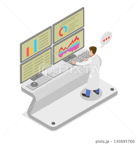 3D Isometric Flat  Illustration of Nuclear Energy. Item 1 130895760