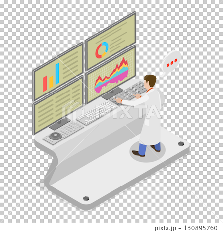 3D Isometric Flat  Illustration of Nuclear Energy. Item 1 130895760