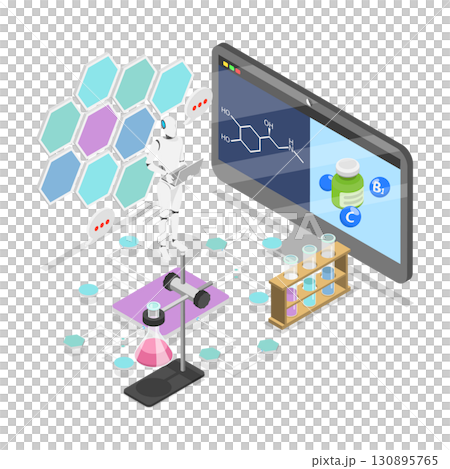 3D Isometric Flat  Illustration of AI and Science Research. Item 2 130895765