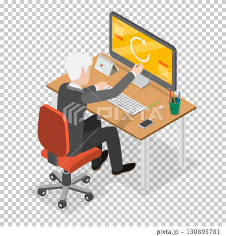 3D Isometric Flat  Illustration of Software Update. Item 2 130895781