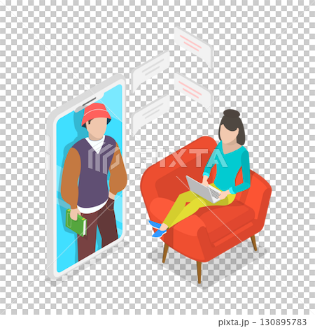 3D Isometric Flat  Illustration of Students Weekend Spare Time. Item 1 130895783
