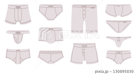 Man Underpants and Underwear Grey Model Clothing Vector Set Man Underpants and Underwear Grey Model Clothing Vector Set 130895830