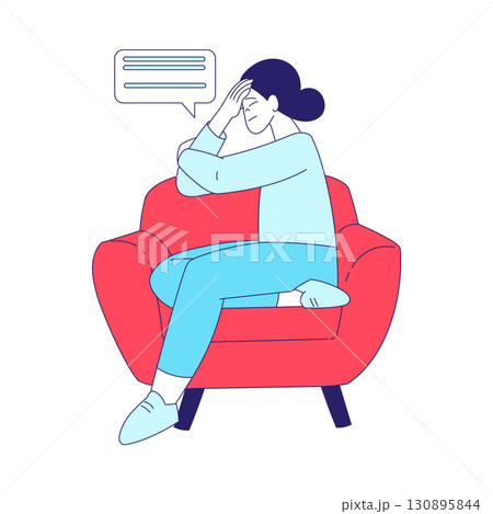 Young Woman Character in Sitting Pose at Hospital Vector Illustration Young Woman Character in Sitting Pose at Hospital Vector Illustration 130895844