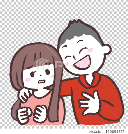 なれなれしい男性に困る女性のイラスト なれなれしい男性に困る女性のイラスト 130895875