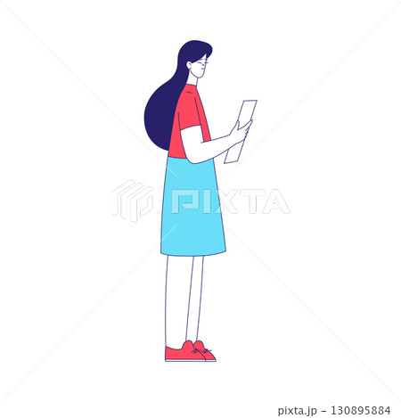 Young Woman Character in Standing Pose at Hospital Vector Illustration 130895884