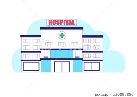 Hospital Building and Healthcare Flat Infographic Illustration 130895886
