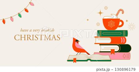 Christmas book fair banner. Winter book sale vector illustrations. 130896179