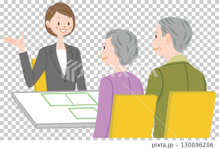 資産運用　相続の相談をする高齢の夫婦　老夫婦　シニア 130896286