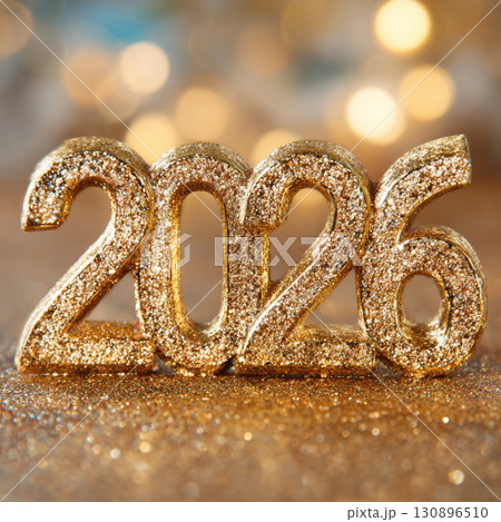Happy New Year 2026 White Banner with Golden Numbers Happy New Year 2026 White Banner with Golden Numbers 130896510
