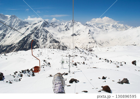 Old funicular and leg. Russia's North Caucasus. Elbrus mountain 130896595