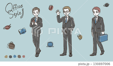 シンプルかわいい働く男性たちのイラスト素材 シンプルかわいい働く男性たちのイラスト素材 130897006