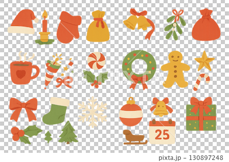 Christmas Material Collection: Santa and Presents Illustration Set 130897248