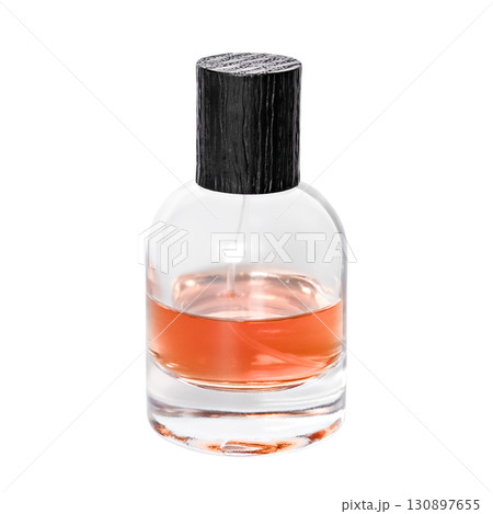 Transparent perfume bottle on isolated background 130897655