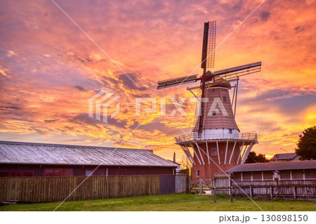 De Molen Windmill Foxton New Zealand Sky Fire 130898150