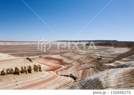 Kyzylkup plateau landscape, Mangystau desert. Rock strata formations 130898278